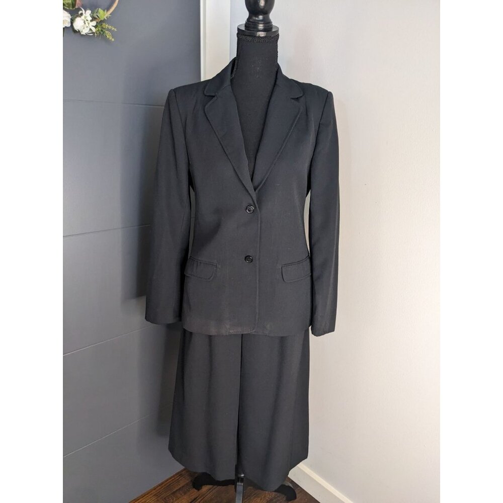 Vintage‎ 1980's Halston III Skirt Suit in Black - 10/12